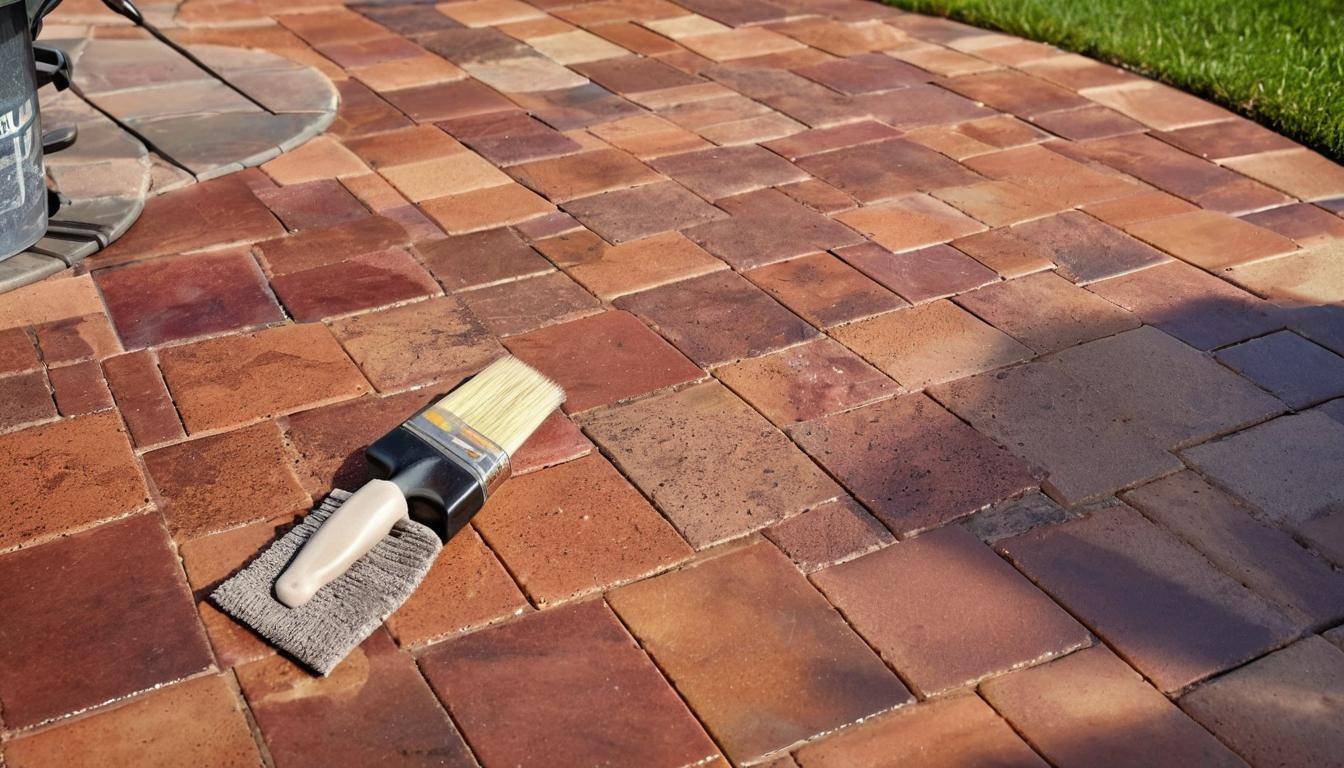 Glossy sealed pavers